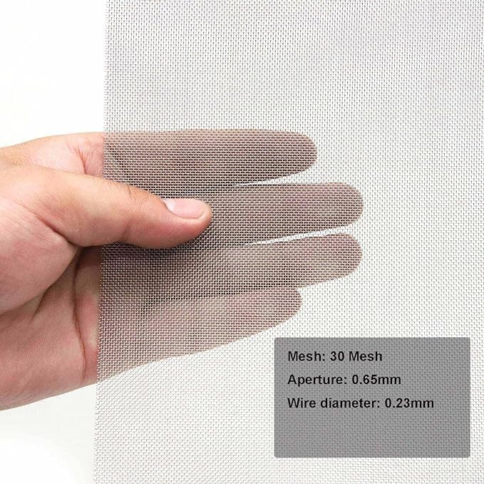 YZTOOM شبكة سلكية من الفولاذ المقاوم للصدأ 304، شبكة منسوجة 30 مش SS304، 2 قطعة 8"x11.8" (20 * 30 سم) ورقة شبكة سلكية منسوجة لشاشة النافذة، شبكة فلتر، فتحة هواء، مشاريع DIY، قفص، حديقة، مشروع سقف - Image 3